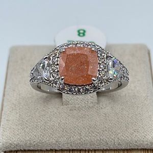 Bomb Party Ring  Orange Ice Crystal/Rhodium NWT NO BAG